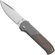 Flytanium Arcade Shark-Lock 1255 Stonewashed, Gunmetal Grey Aluminum, Green Canvas Micarta Inlay, navaja