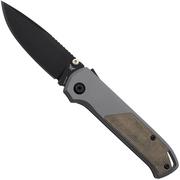 Flytanium Arcade Shark-Lock 1256 Black DLC, Gunmetal Grey Aluminum, Green Canvas Micarta Inlay, zakmes