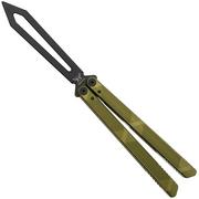 Flytanium Zenith Balisong Trainer 1261VLB Black, Volt Lime Aluminum, butterfly trainer