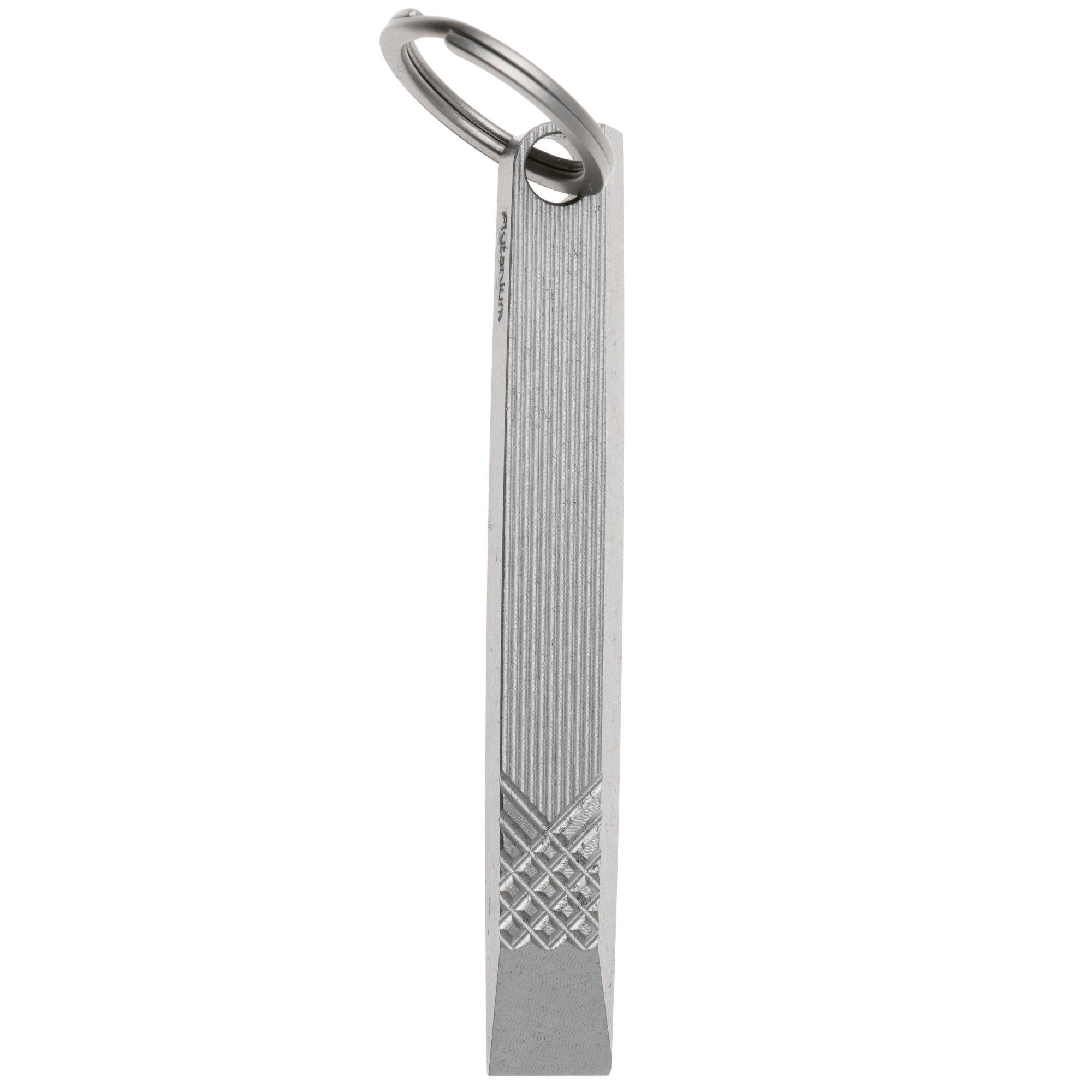 Flytanium Flybar Keychain Prybar FLY-1290S, Stonewashed Titanium, Prybar Tool