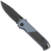 Flytanium Arcade Shark-Lock 1308 Black DLC, Blue Aluminum Carbon Inlay, pocket knife