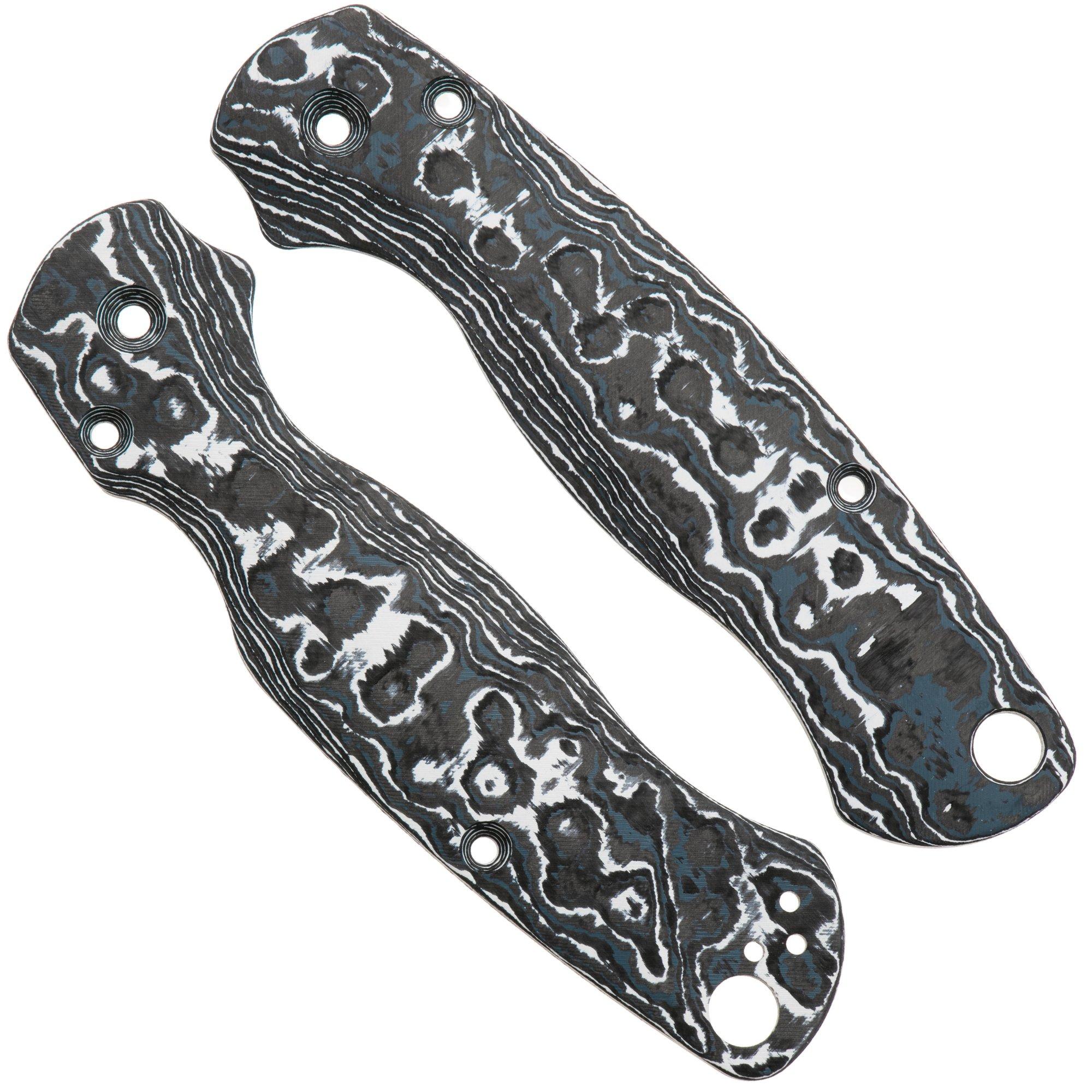 Flytanium Spyderco Paramilitary 2 Lotus Scales FLY1360WS White Storm Carbon Fiber, handle scales