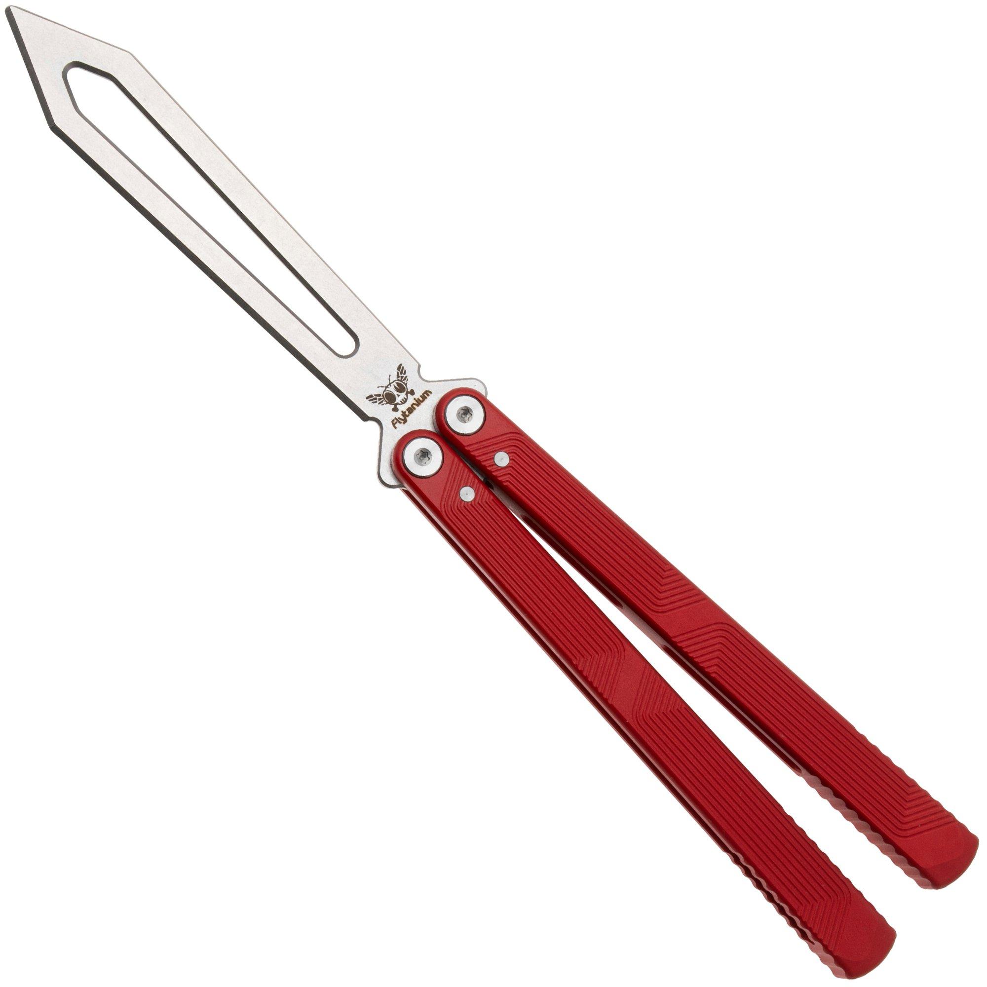 Nóż motylkowy treningowy Flytanium Zenith Trainer 2.0 1385LRS Stonewash, Lava Red Aluminum