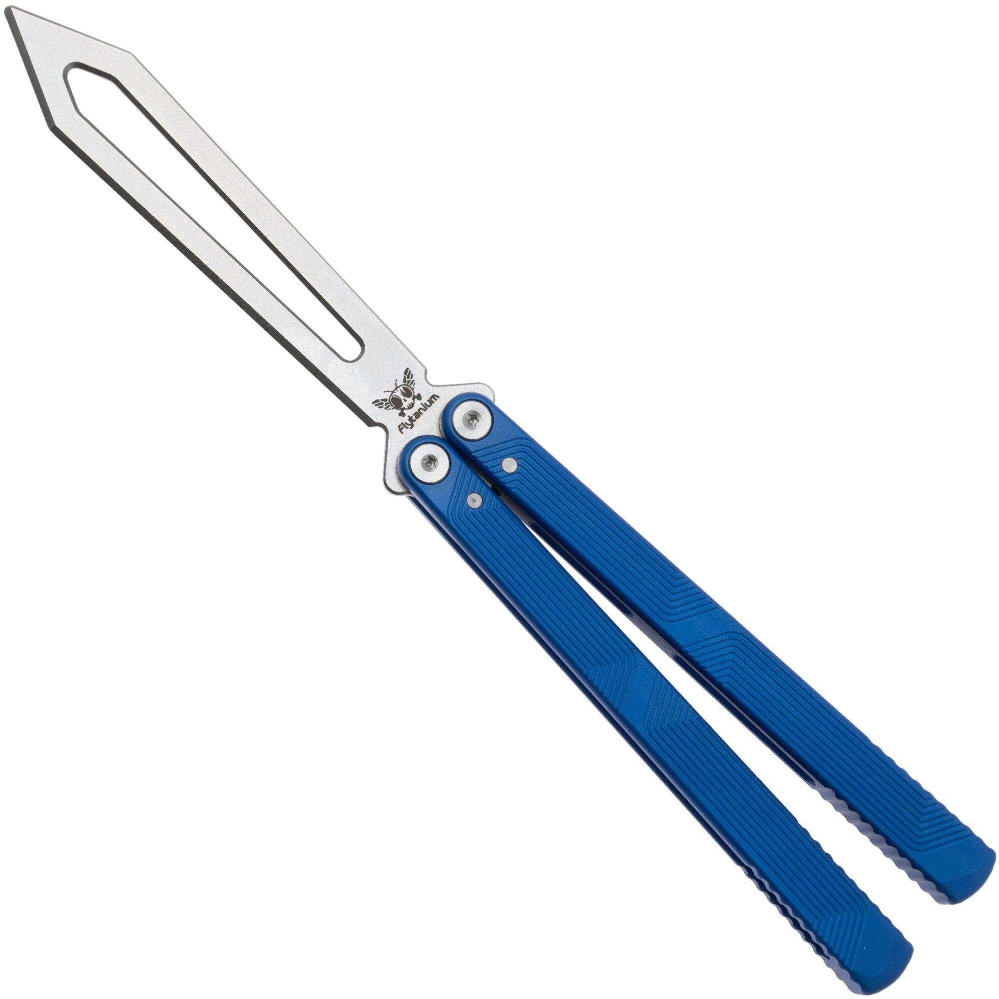 Nóż motylkowy treningowy Flytanium Zenith Trainer 2.0 1385SBS Stonewash, Static Blue Aluminum
