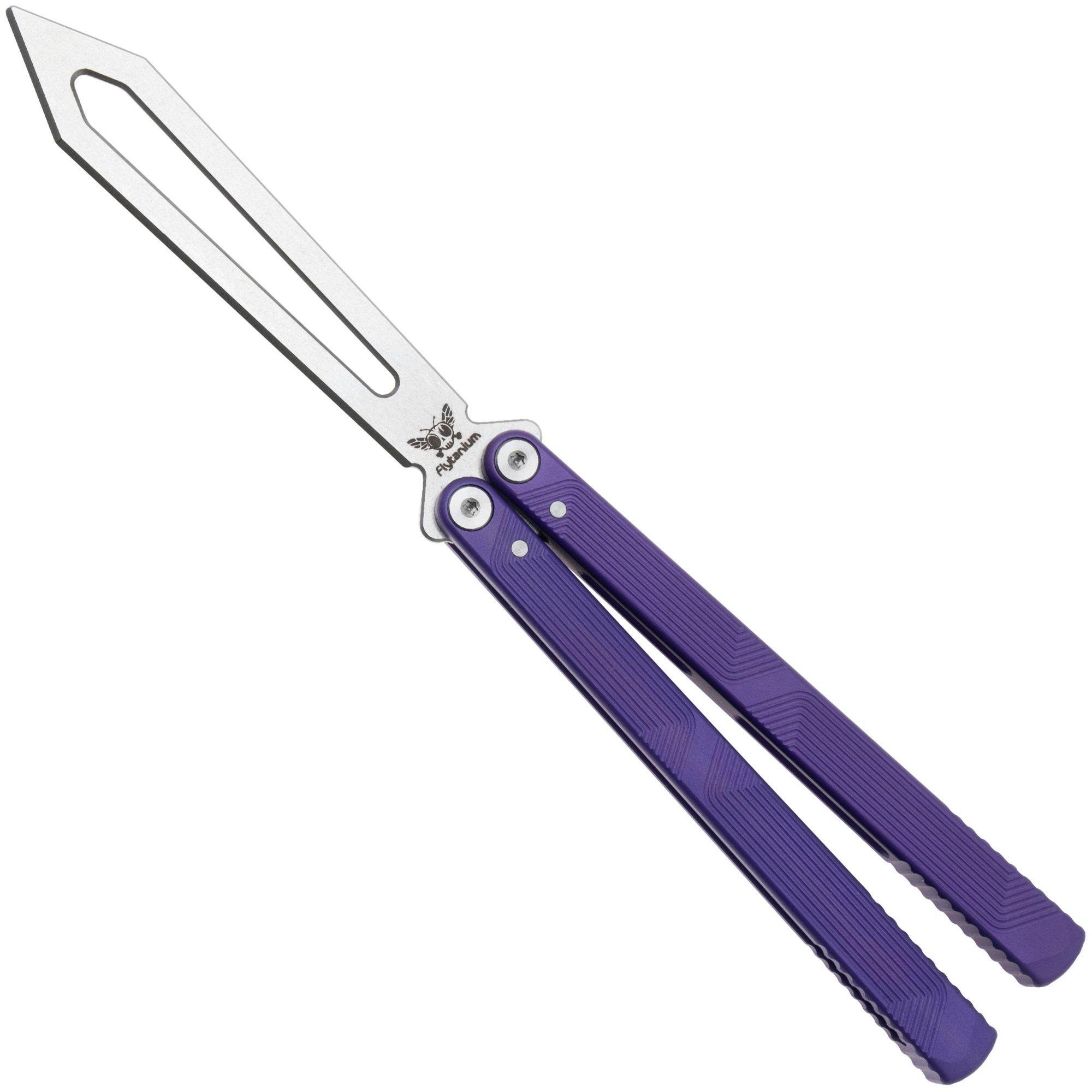Nóż motylkowy treningowy Flytanium Zenith Trainer 2.0 1385UVS Stonewash, Ultra Violet Aluminum
