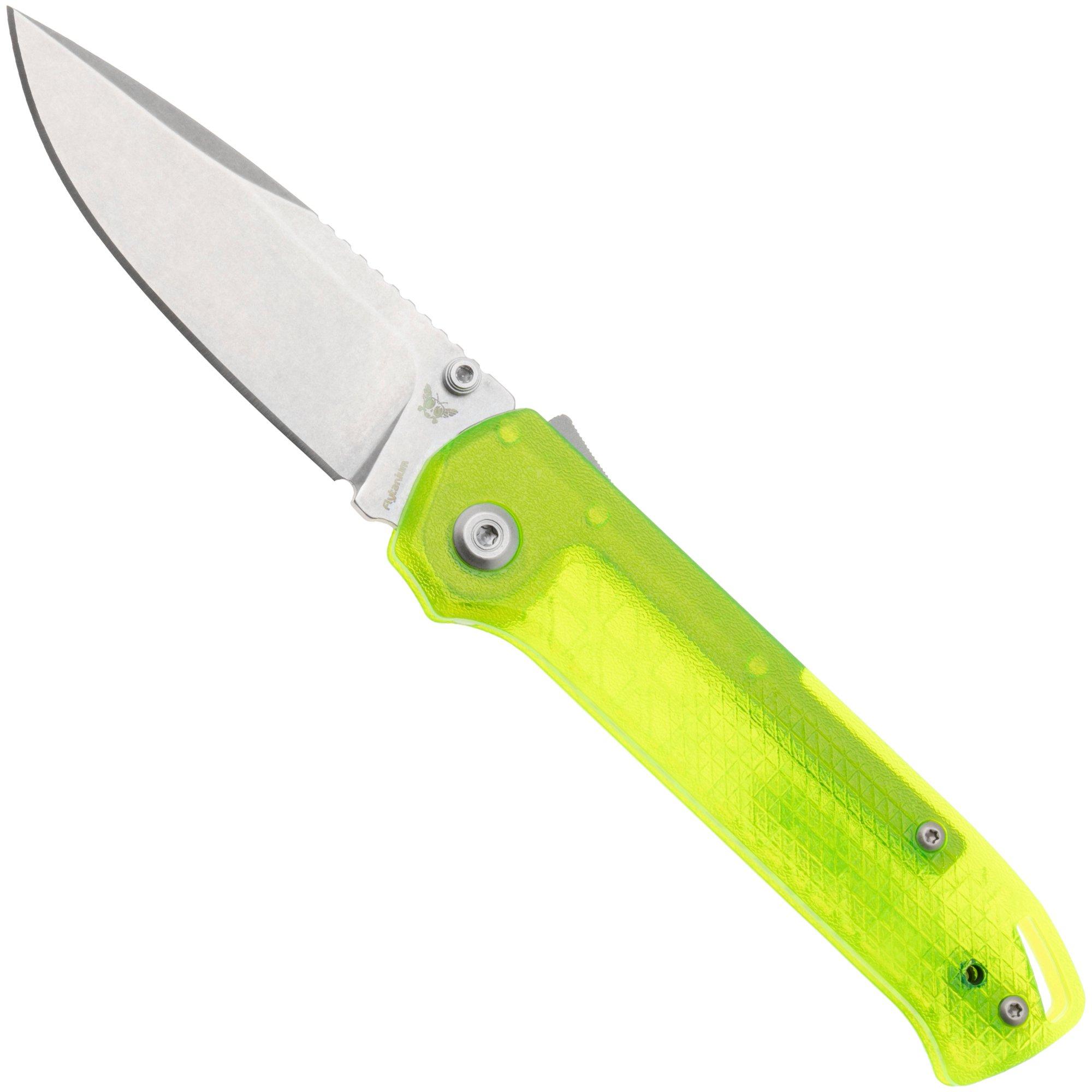 Flytanium Arcade Lite FLY-1395GS, Stonewashed AUS-10A, Green Polycarbonate, pocket knife