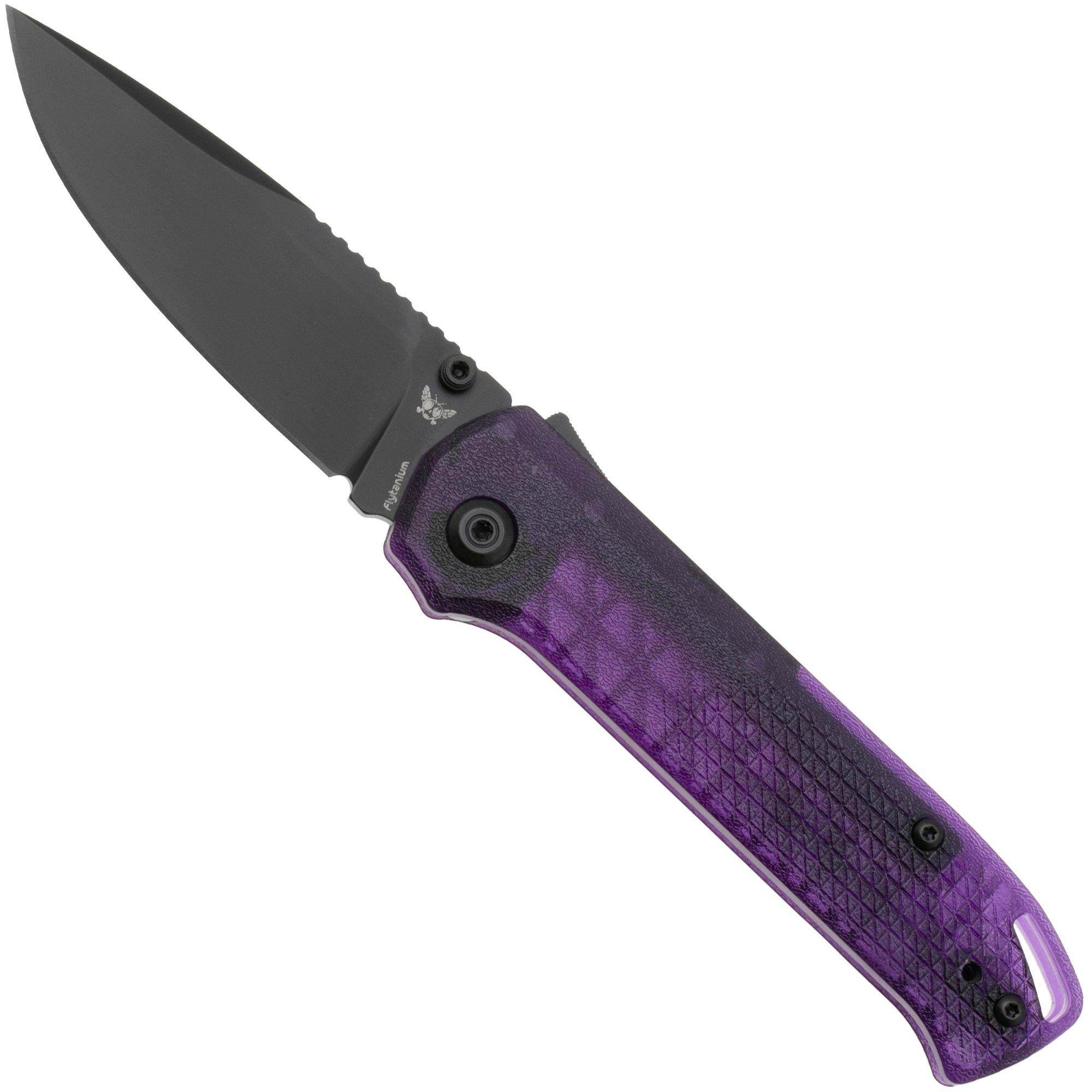 Flytanium Arcade Lite FLY-1395PB, DLC AUS-10A, Purple Polycarbonate, pocket knife