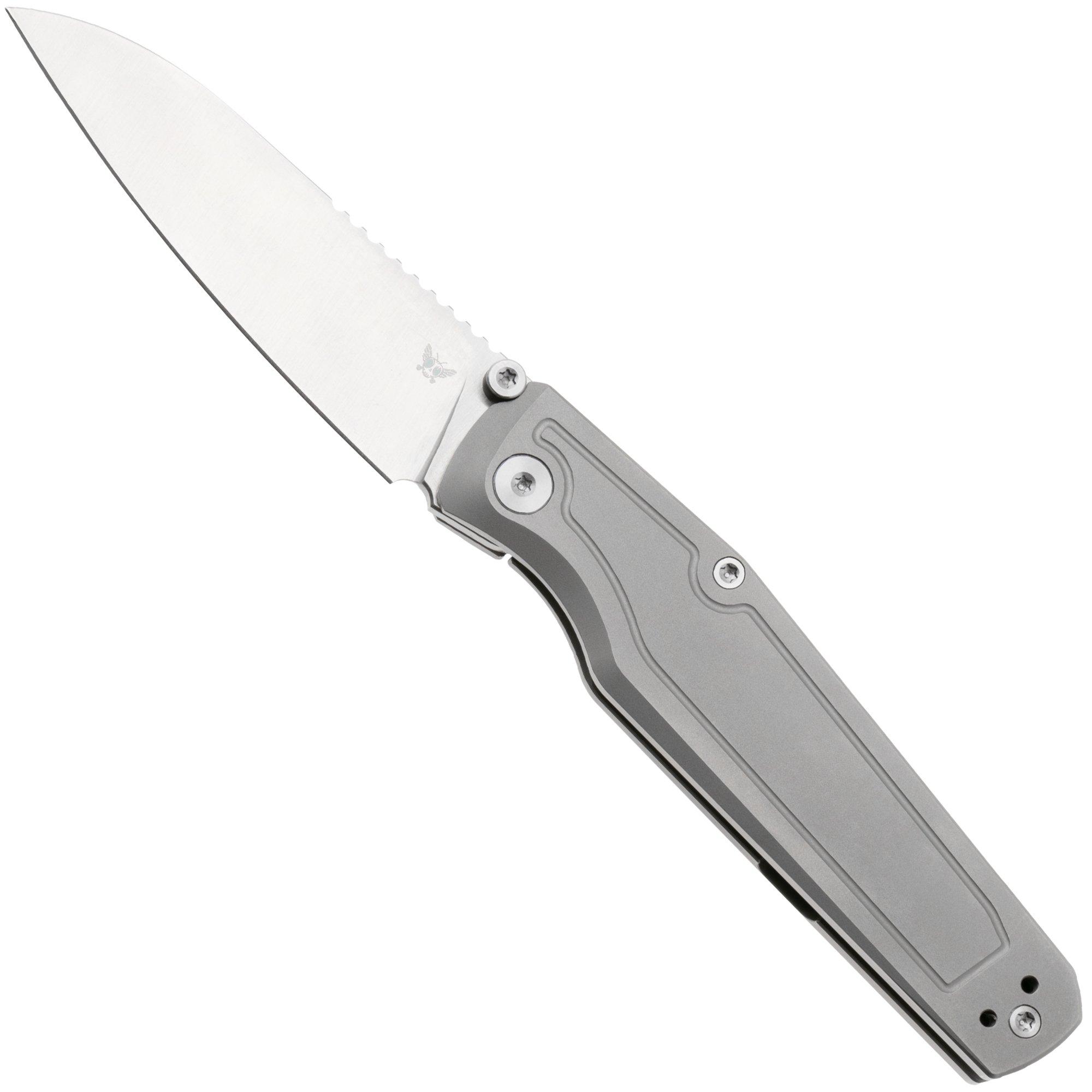 Flytanium Concourse 1445 Satin 14C28N, Blasted Titanium pocket knife, Demeter Designworks design