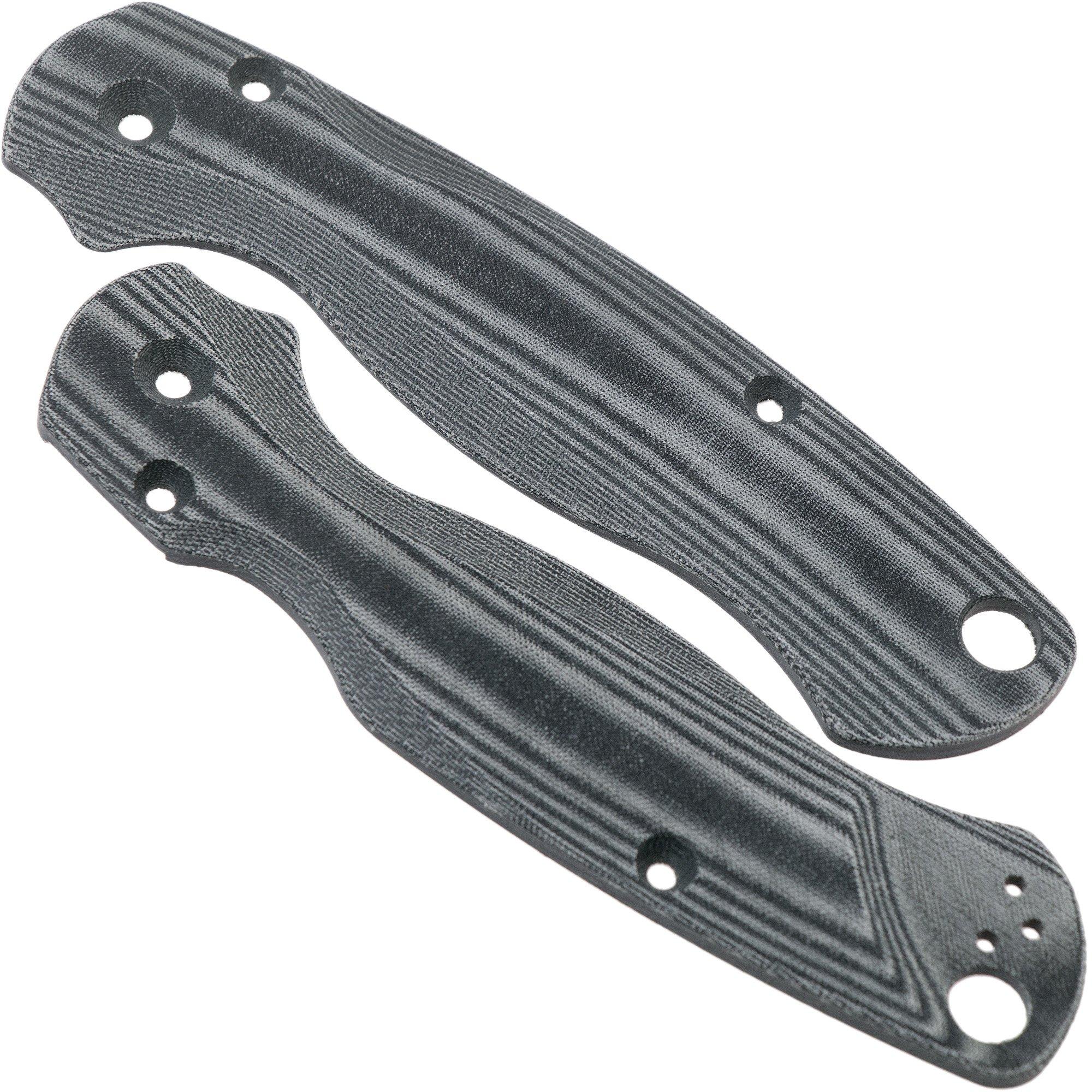 Flytanium Spyderco Paramilitary 2 Lotus Scales, Black Linen Micarta, Griffschalen