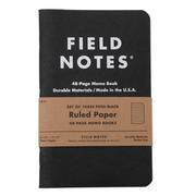 Field Notes Pitch Black Memo Book FN-34 Ruled 3-Pack, notitieboekjes