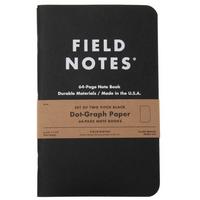 Imagen para Field Notes Pitch Black Notebook FN-35 Dot-Graph 2-Pack, pack de 2 cuadernos con papel punteado