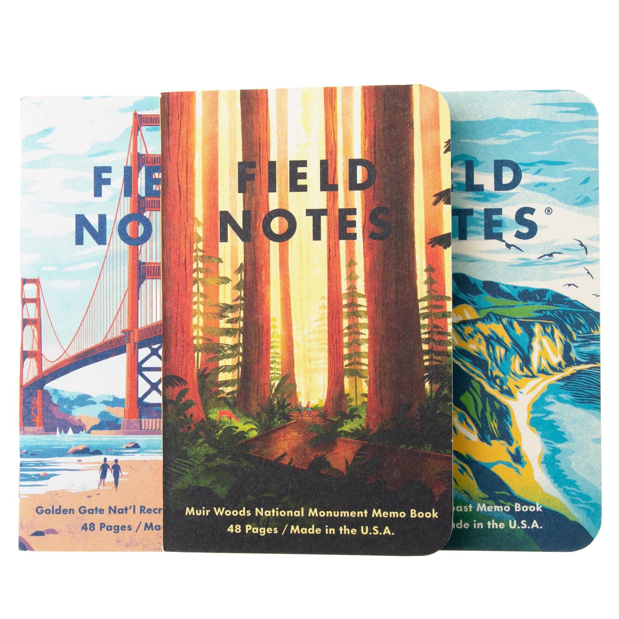 Field Notes Explore America FN-50a Dot-Graph 3-Pack A Big Sur Muir Woods Golden Gate, notebooks