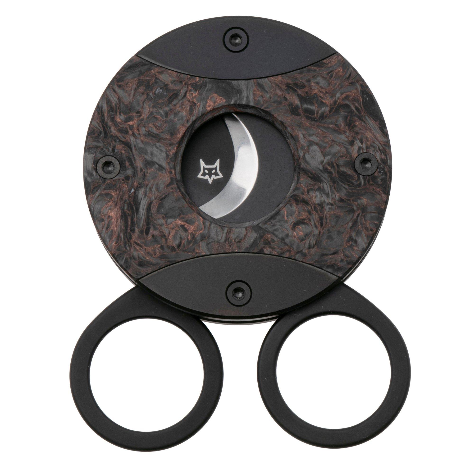 Fox Circle Cigar Cutter 744-CFD, PVD Sandvik 12C27, Dark Matter Fatcarbon Titanium, coupe-cigare