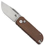 Black Fox NU-BOWIE, Stonewashed D2 Blade, Brown Micarta coltello da tasca