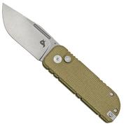 Black Fox NU-BOWIE, Stonewashed D2 Blade, OD Green Micarta couteau de poche