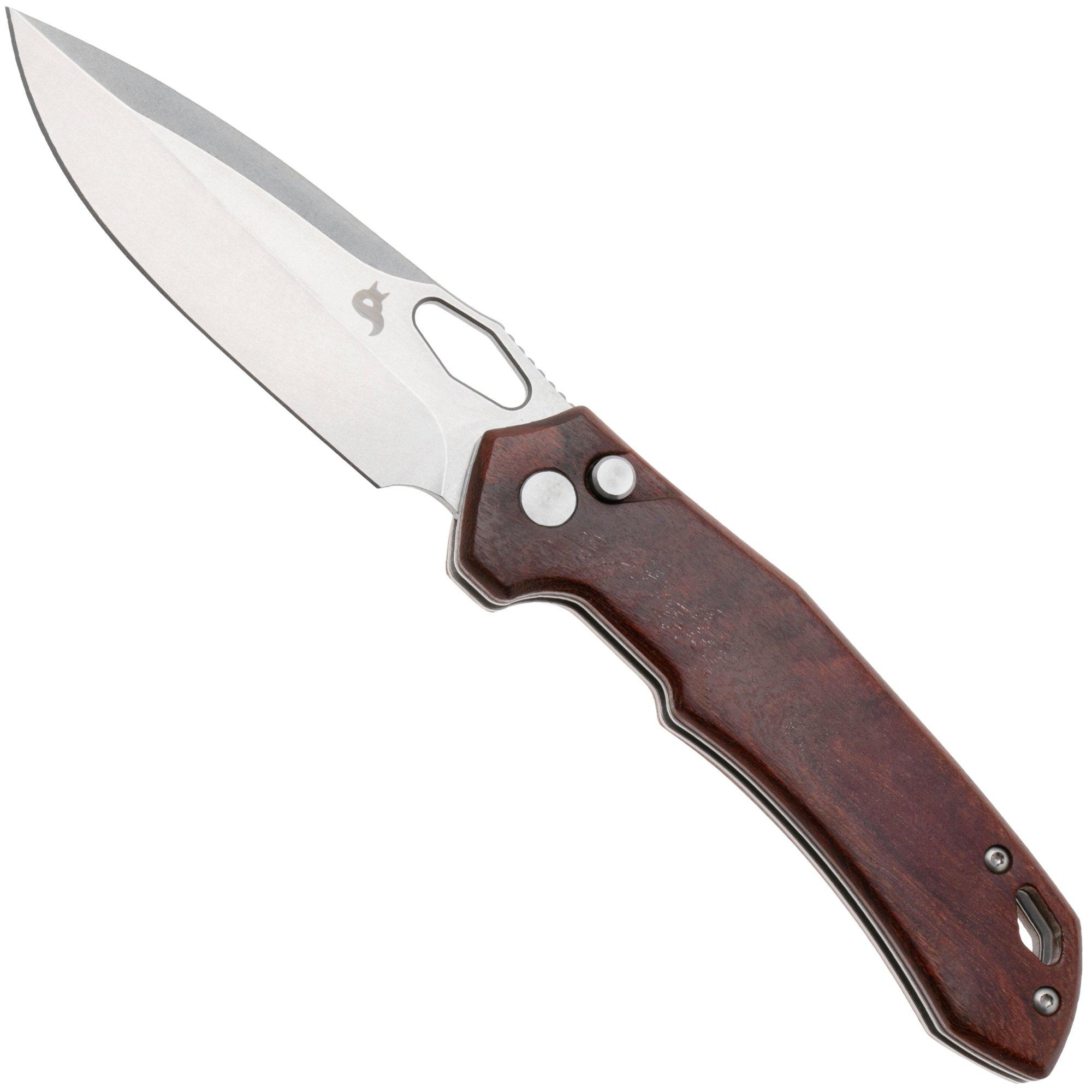 Black Fox Atros BF-770, Blackwashed VG10, Red Sandalwood, pocket knife