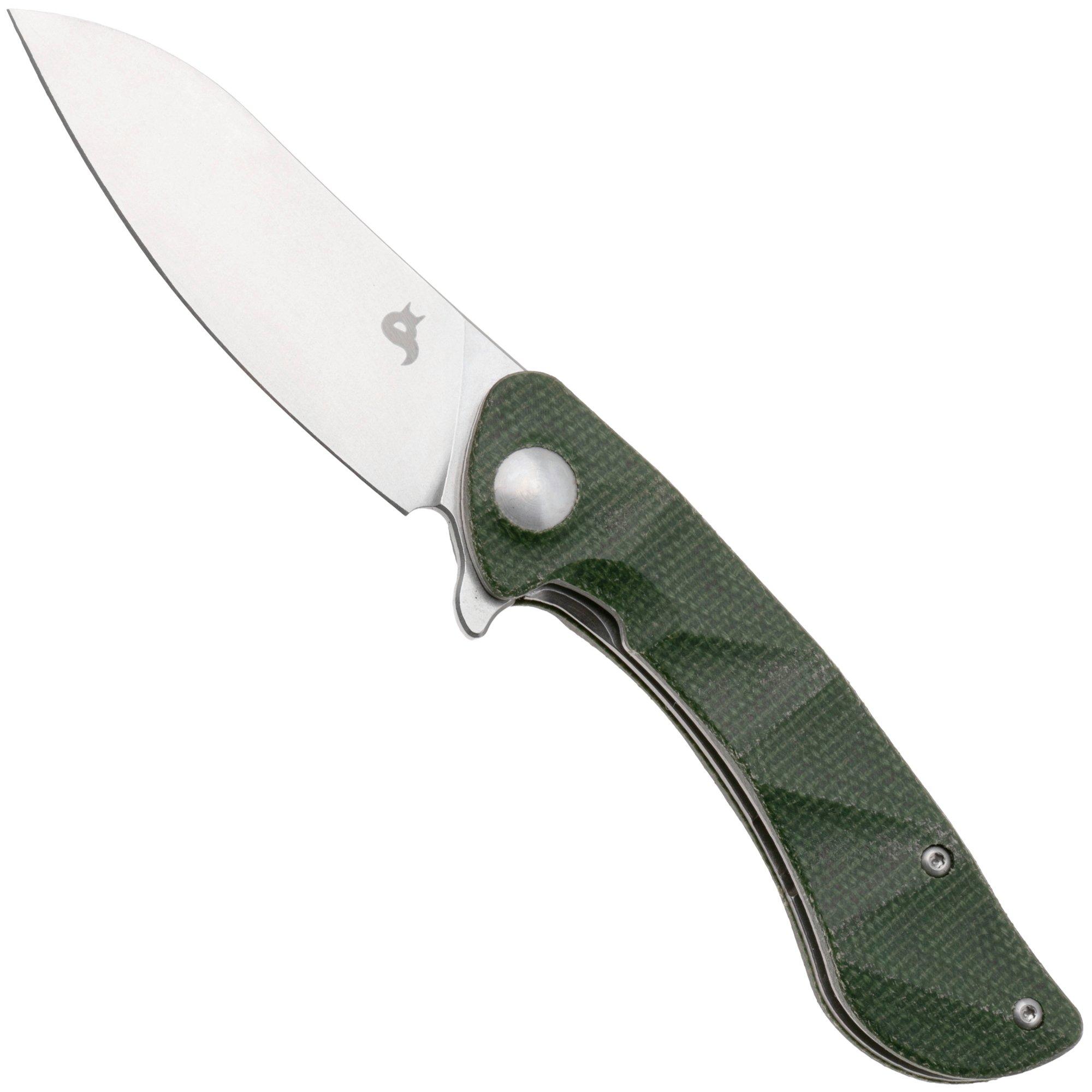 Nóż składany Black Fox Dripper BF-771-MOD Stonewashed VG10, Green Micarta