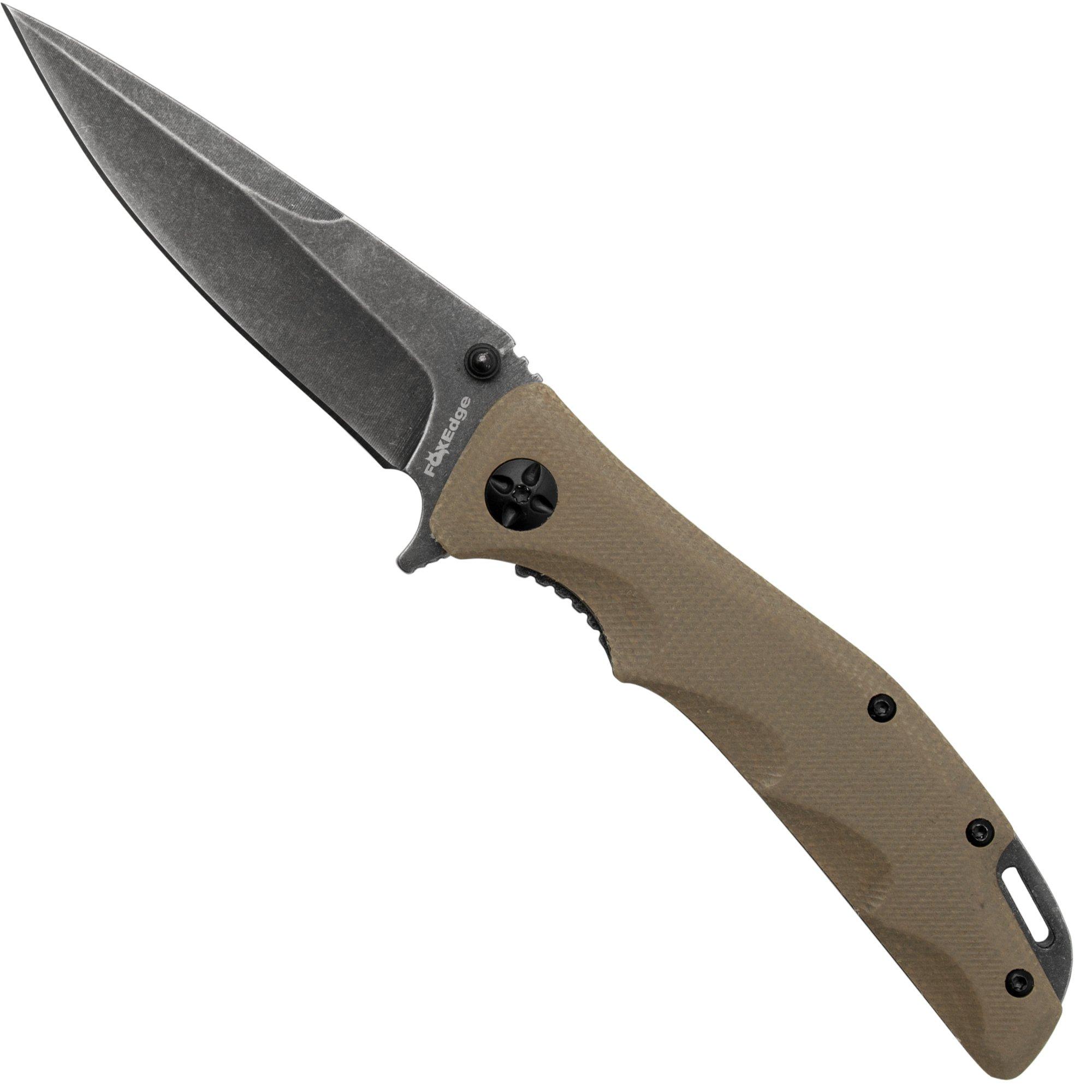 Nóż składany Fox Edge Mandatory Fun, Tan Micarta, FE-025