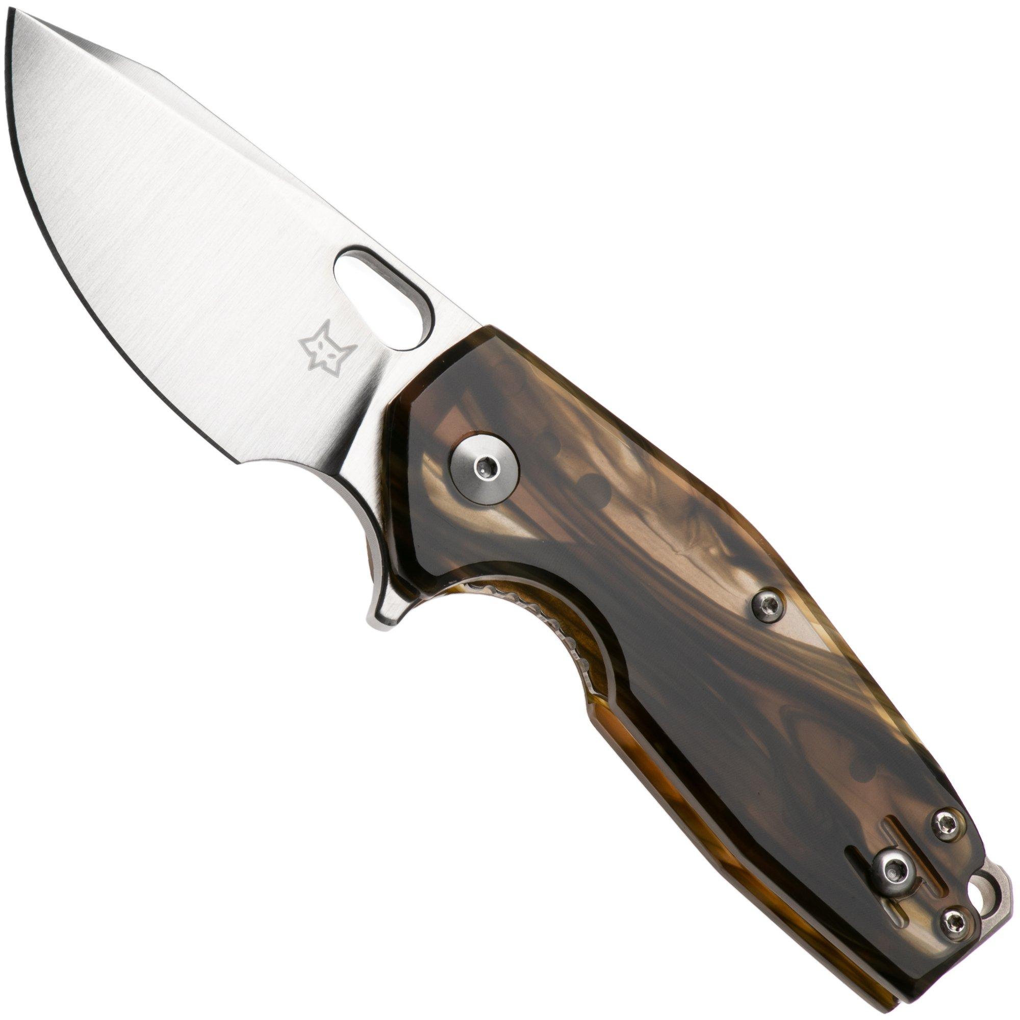 Fox Knives Suru FX-526LI-EX1, Satin M398, Brown Cellulose Acetate, pocket knife, Jesper Voxnaes design