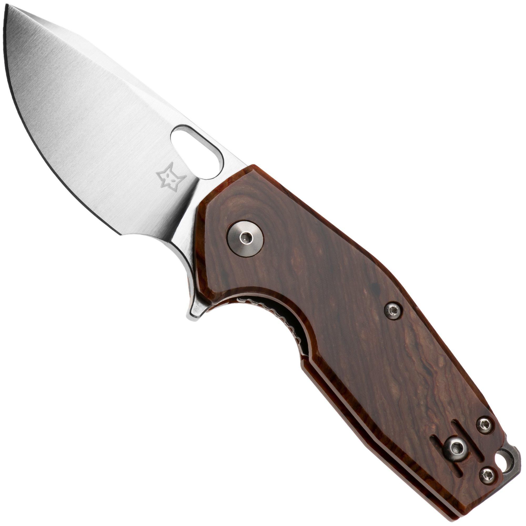 Fox Knives Suru FX-526LI-RB3, Satin M398, Brown Cellulose Acetate, pocket knife, Jesper Voxnaes design