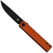 Fox Knives Chnops, FX-543 ALO, Orange Aluminum, Black Becut pocket knife, Riccardo Gobbato design