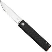 Fox Knives Chnops, FX-543 CFO, Carbonfiber, Orange Hardware, Black M390 pocket knife, Riccardo Gobbato design