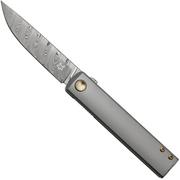 Fox Knives Chnops, FX-543 DBB, Grey Titanium, Damasteel Gysinge pocket knife, Riccardo Gobbato design