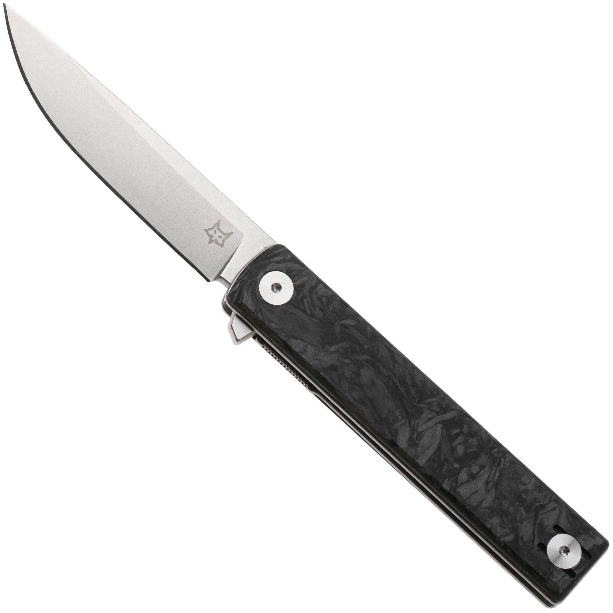 Fox Knives Chnops Heritage FX-544-DMB Stonewashed Hybrid Cryo, Dark Matter Black Carbon Fibre zakmes, Riccardo Gobbato design