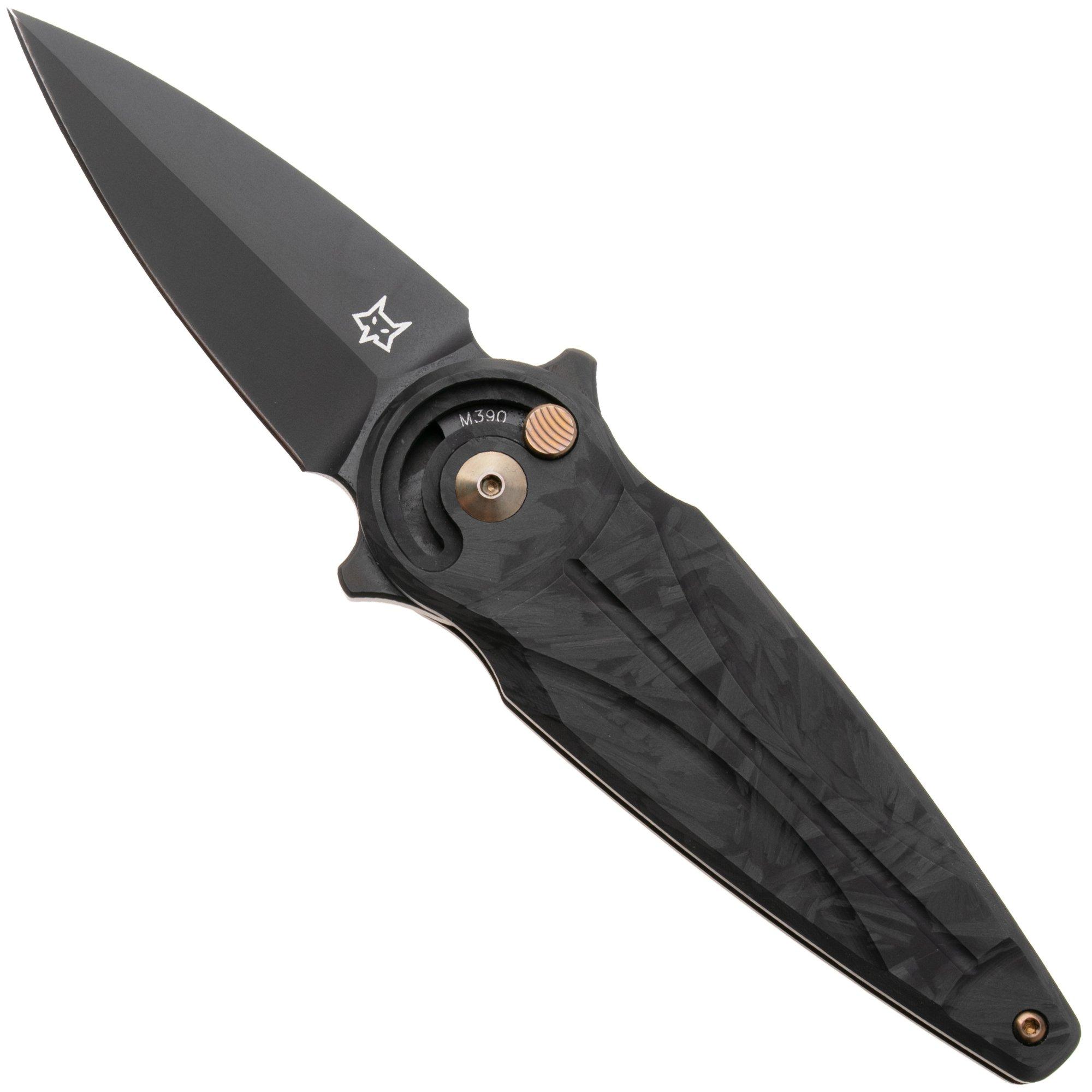 Fox Knives Saturn FX-551-DMB Black PVD M390, Dark Matter Carbon Fibre, zakmes, Denis Simonutti design