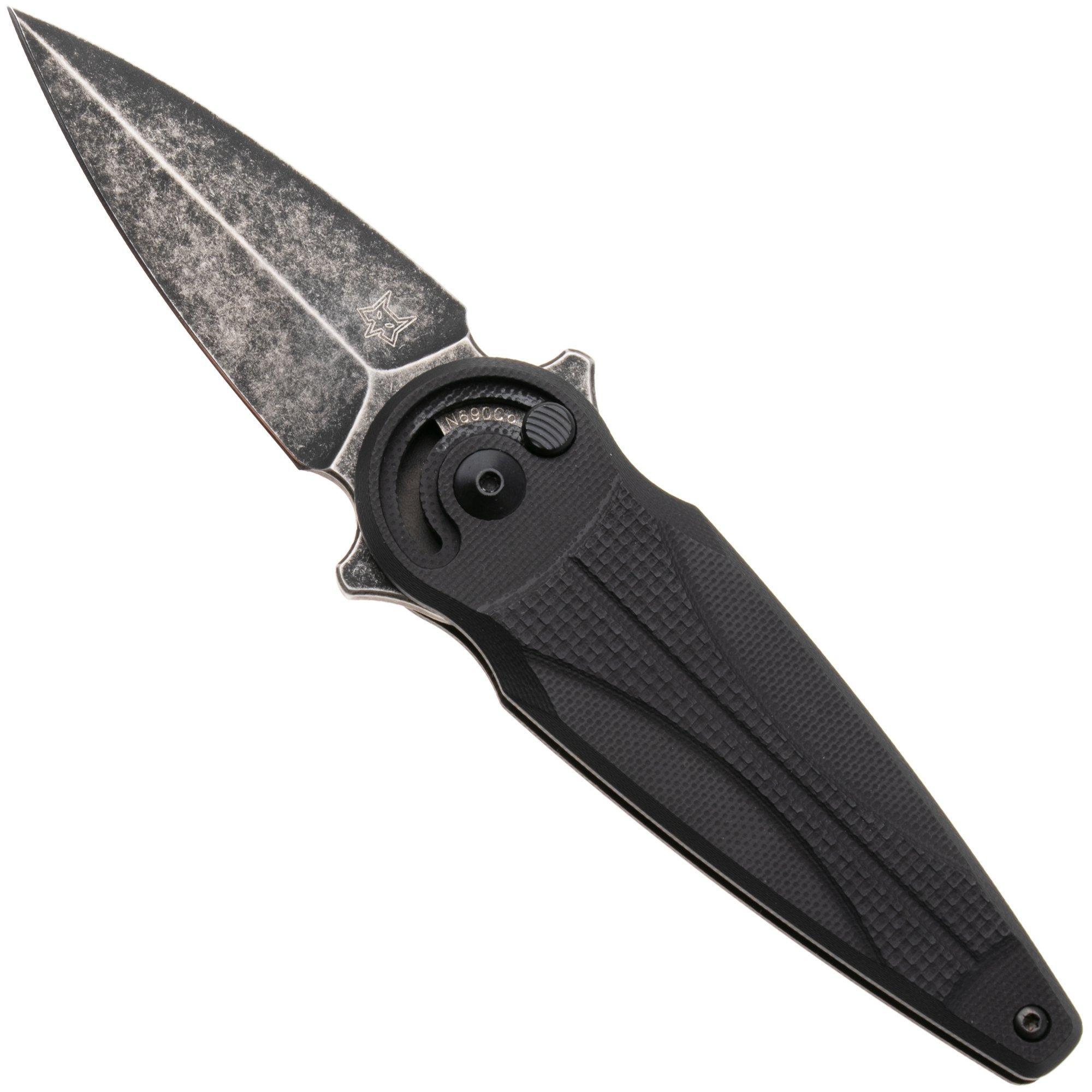 Fox Knives Saturn FX-551-G10B Black Idroglider Stonewashed N690Co, Black G10, zakmes, Denis Simonutti design