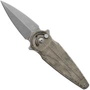 Image for Fox Knives Saturn FX-551-MOD Acid Stonewashed N690Co, OD Green Canvas Micarta pocket knife, Denis Simonutti design
