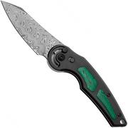 FOX Knives Jupiter FX-555DM, Hakkapella Damascus, Titanium PVD Malachite Insert, coltello da tasca