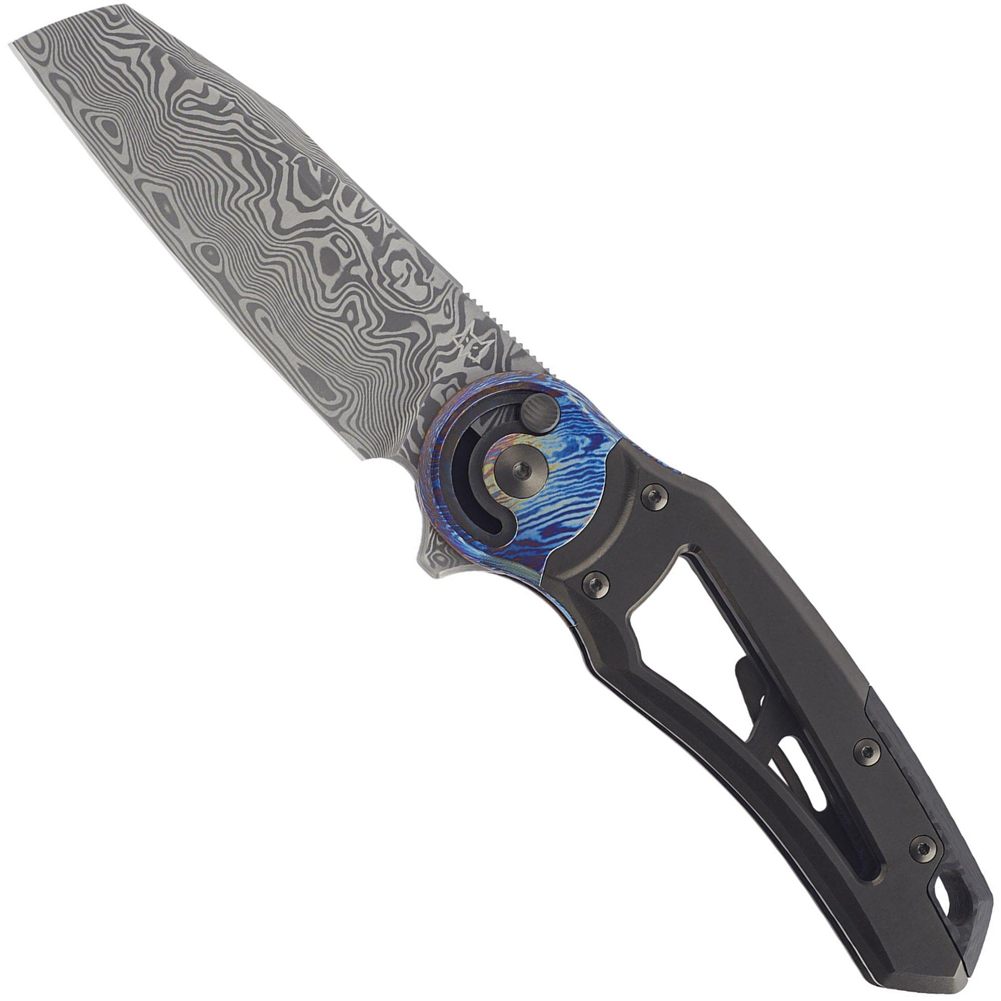 Nóż składany Fox Metamorphosis FX-556-A1 Damascus Sheepsfoot, Black Titanium, Timascus bolster