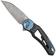 Image for Fox Metamorphosis FX-556-B1 Damascus Wharncliffe, 3K Carbonfiber, Blue Titanium bolster pocket knife