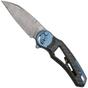 Afbeelding voor Fox Metamorphosis FX-556-B1 Damascus Wharncliffe, 3K Carbonfiber, Blue Titanium bolster zakmes