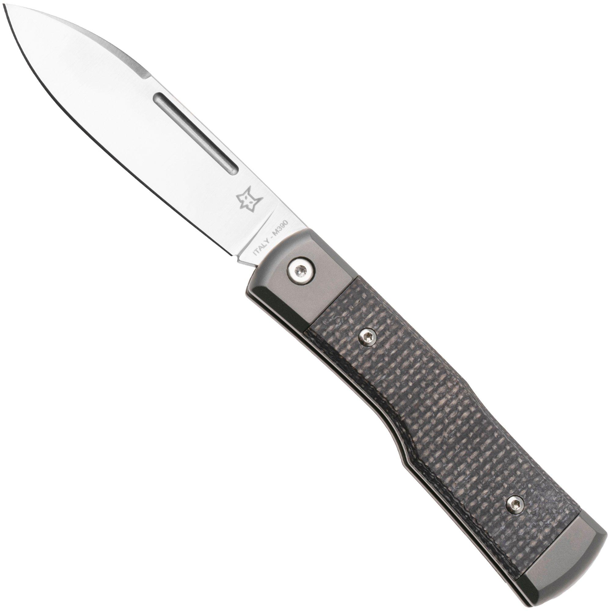 Fox Gunstock FX-558 BI Satin Böhler M390, Bison Yuta Micarta, Slipjoint Taschenmesser