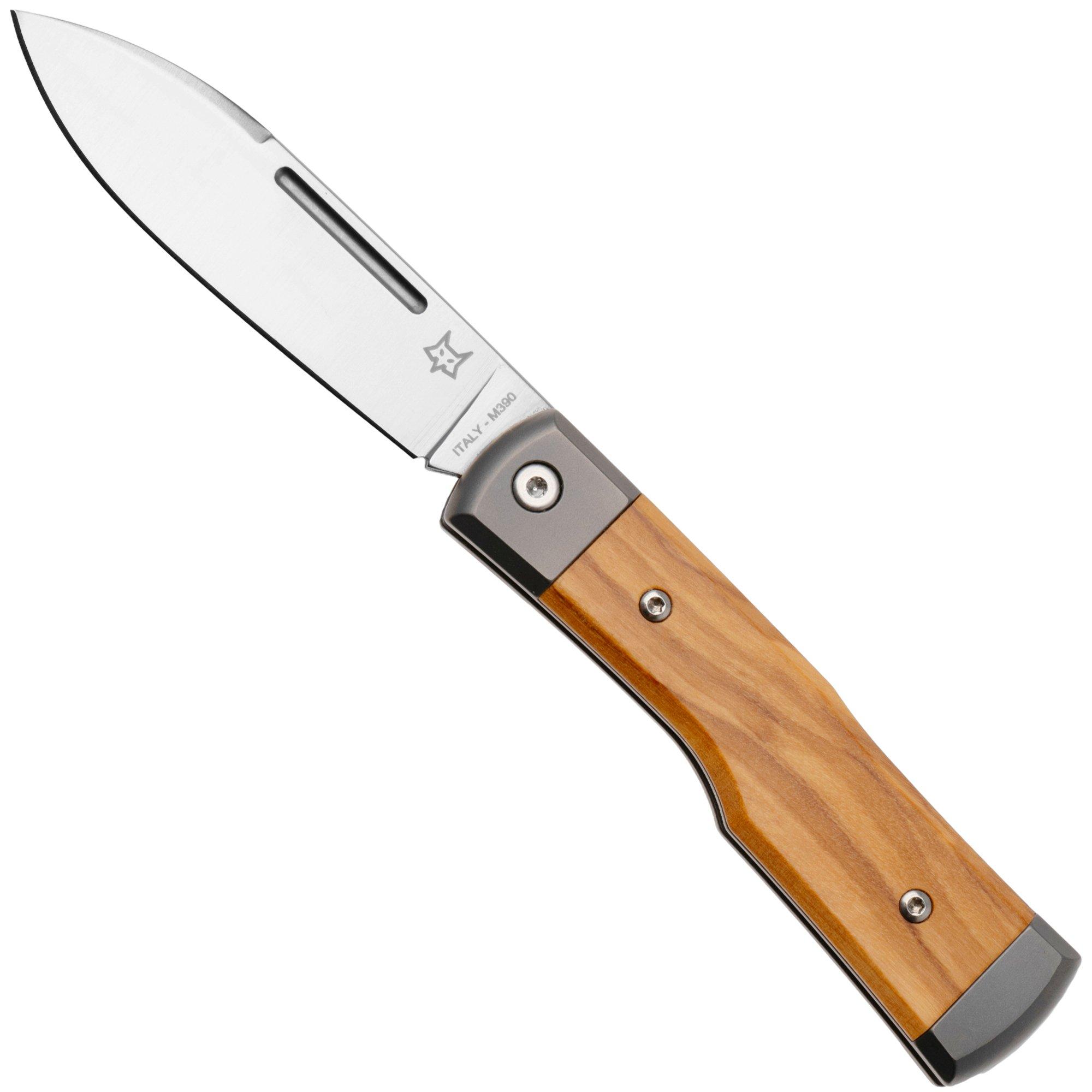 Fox Gunstock FX-558 OL Satin Böhler M390, Olive Wood, Slipjoint Taschenmesser