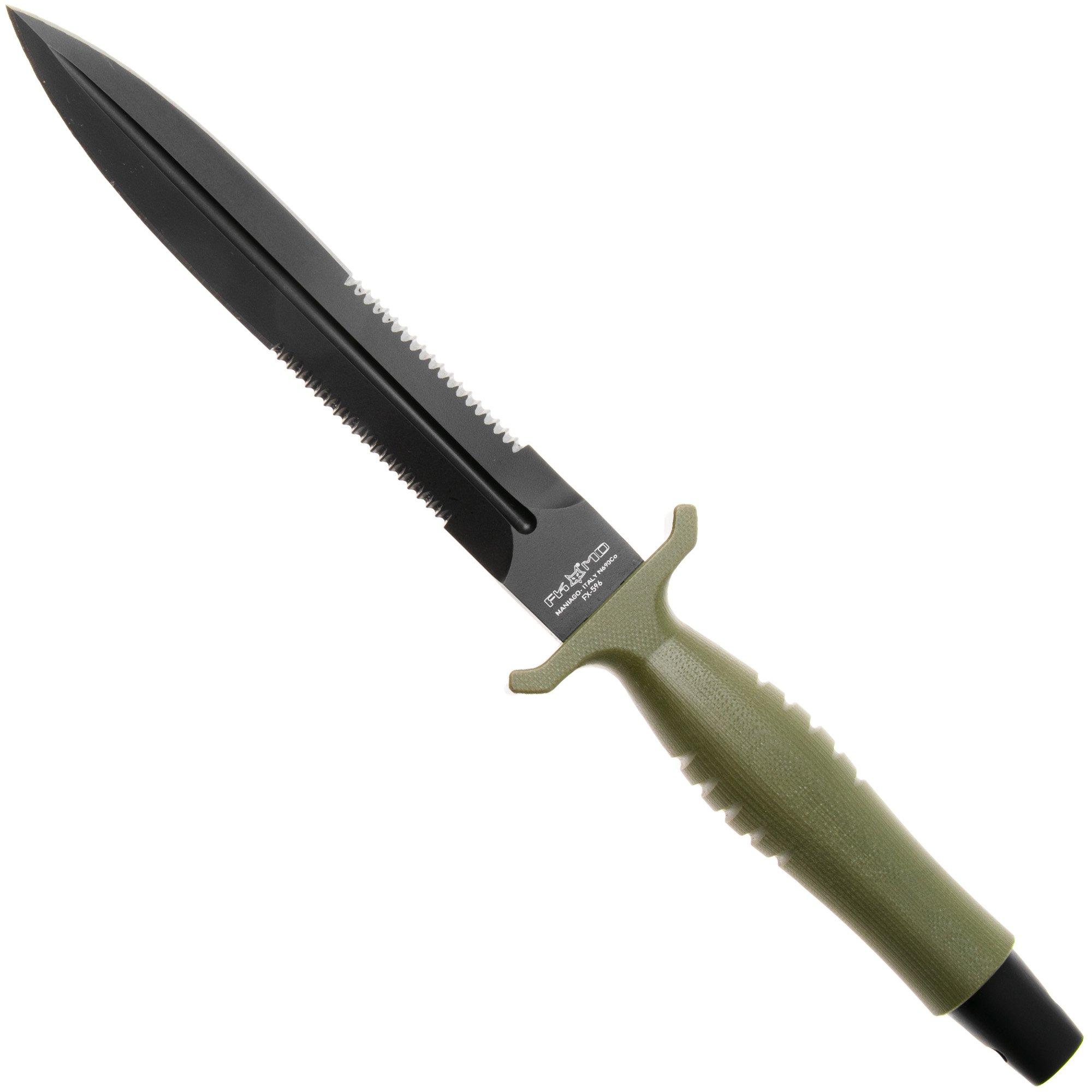 Sztylet Fox FKMD Veleno, FX-596G10ODAF, Black Top Shield Böhler N690Co, OD Green G10, naostrzony z dwóch stron