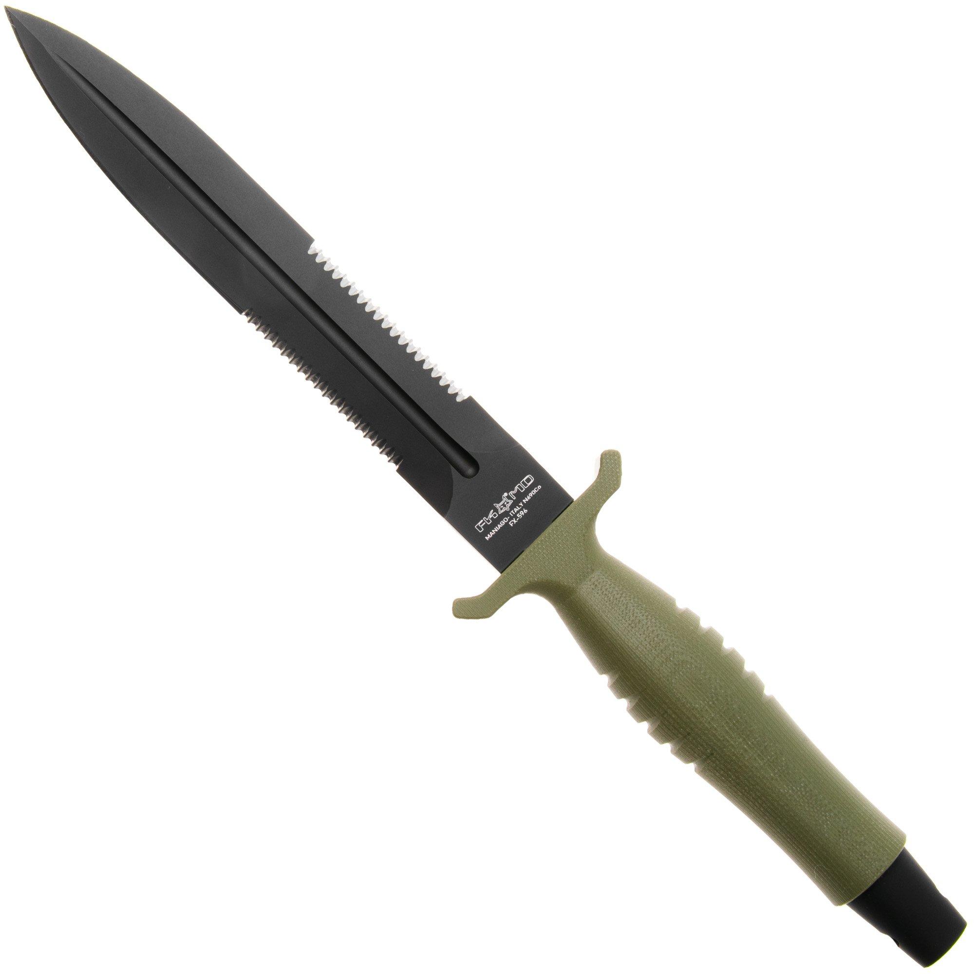 Fox FKMD Veleno, FX-596G10OD, Black Top Shield Böhler N690Co, OD Green G10, dolkmes