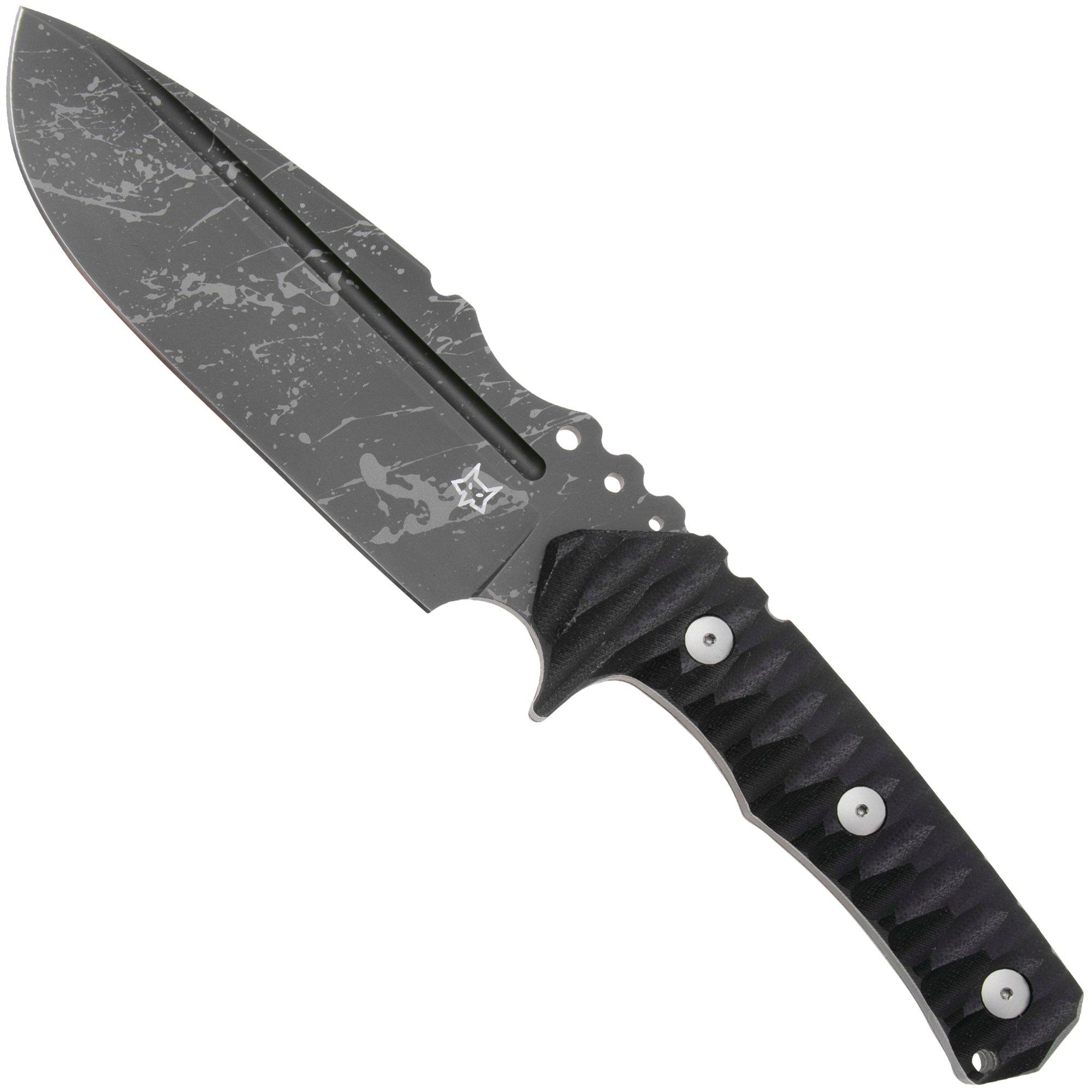 Nóż z głownią stałą Fox Knives Uro FX-623-BA, Acid Washed Niolox, Black G10, projekt Wander Tactical
