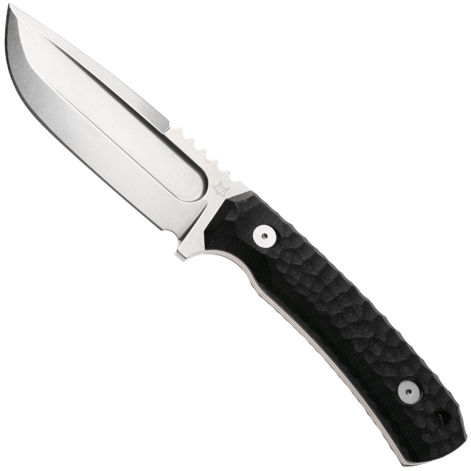 Fox FKMD Monteserra FX-628-G10B, Stonewashed Niolox, Black G10 vaststaand mes, GZ Tactical design
