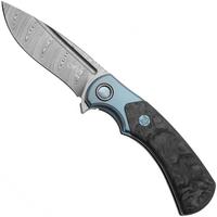 Bild für Fox 40 Years Anniversary Knife FX-F2017-D Damasteel DS93X Gysinge Pattern, Marble Carbon Fiber, Blue Oxidized Titanium, Taschenmesser