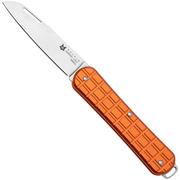 Fox Vulpis FX-VPGP130-OR Polished N690Co, Grenade Pattern Orange Aluminium, navaja