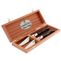 Image for 2-pc black horn tip Fontenille Pataud steak knives