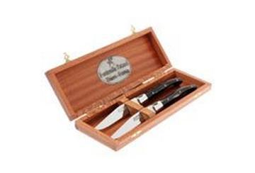 2-pc black horn tip Fontenille Pataud steak knives