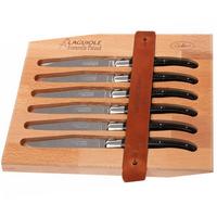 Image for 6-pc black horn tip Fontenille Pataud steak knives