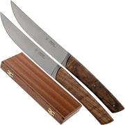 Fontenille Pataud Le Thiers 2-peças conjunto de facas para bife madeira de nogueira burl, TR2TNO