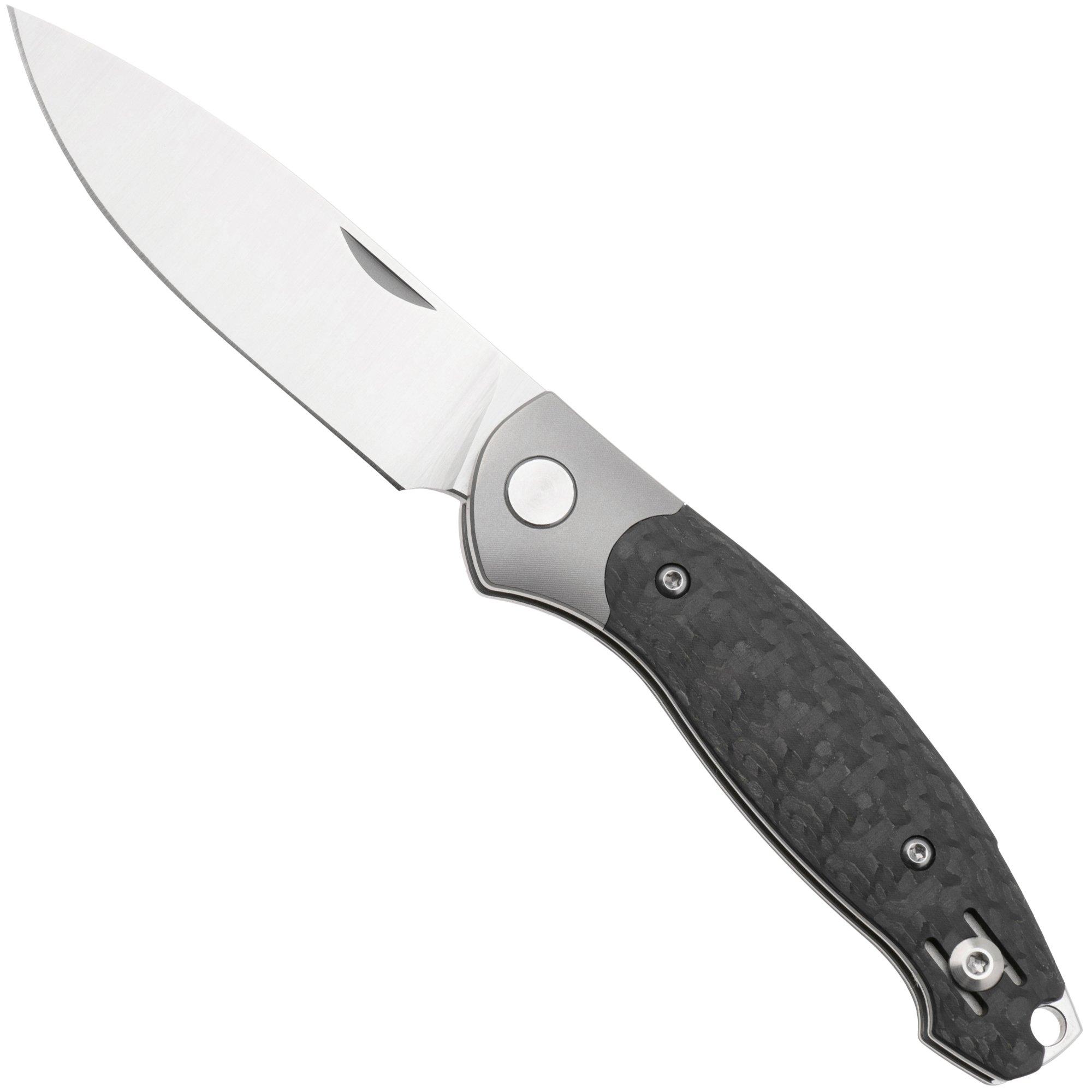Nóż składany GiantMouse ACE Farley V2 TI-B-CF Satin Elmax, Titanium Bolster, Carbon Fiber, projekt Ansø i Voxnaes