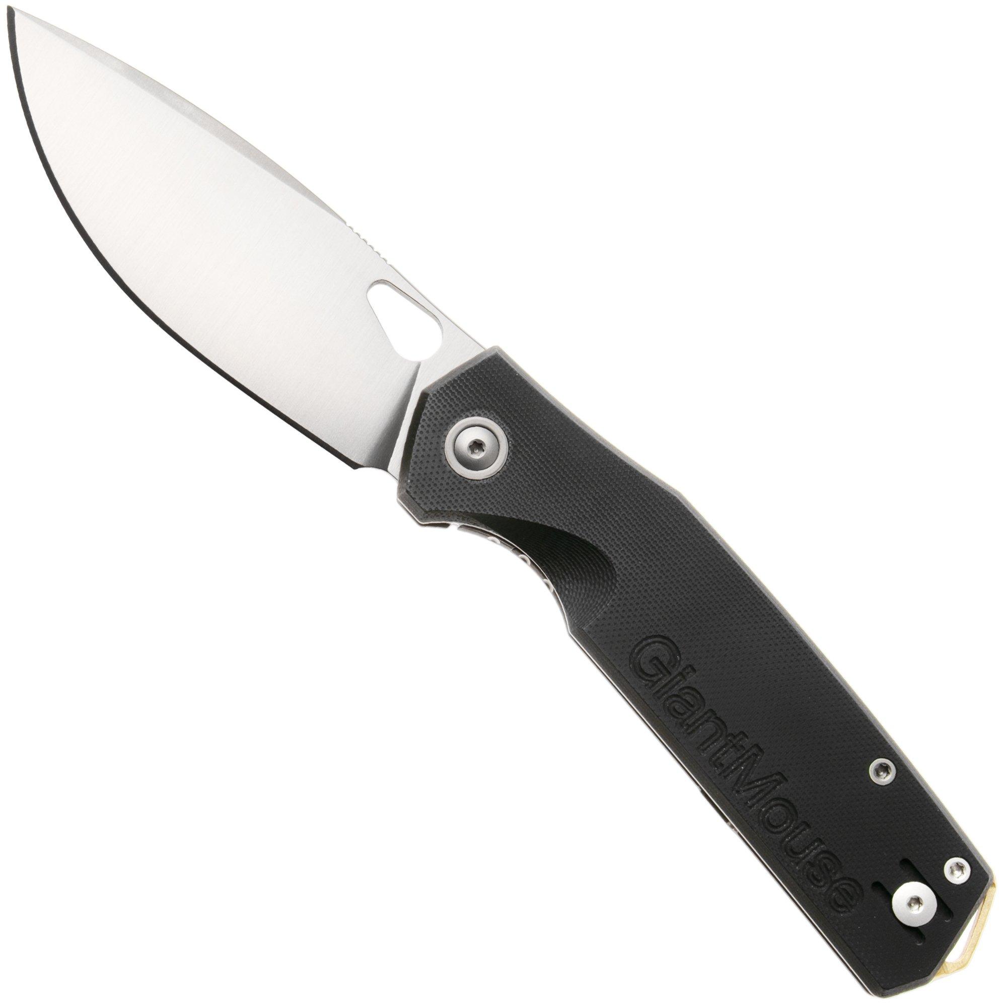 GiantMouse Zoobie Satin Elmax, Black G10 & Titanium zakmes