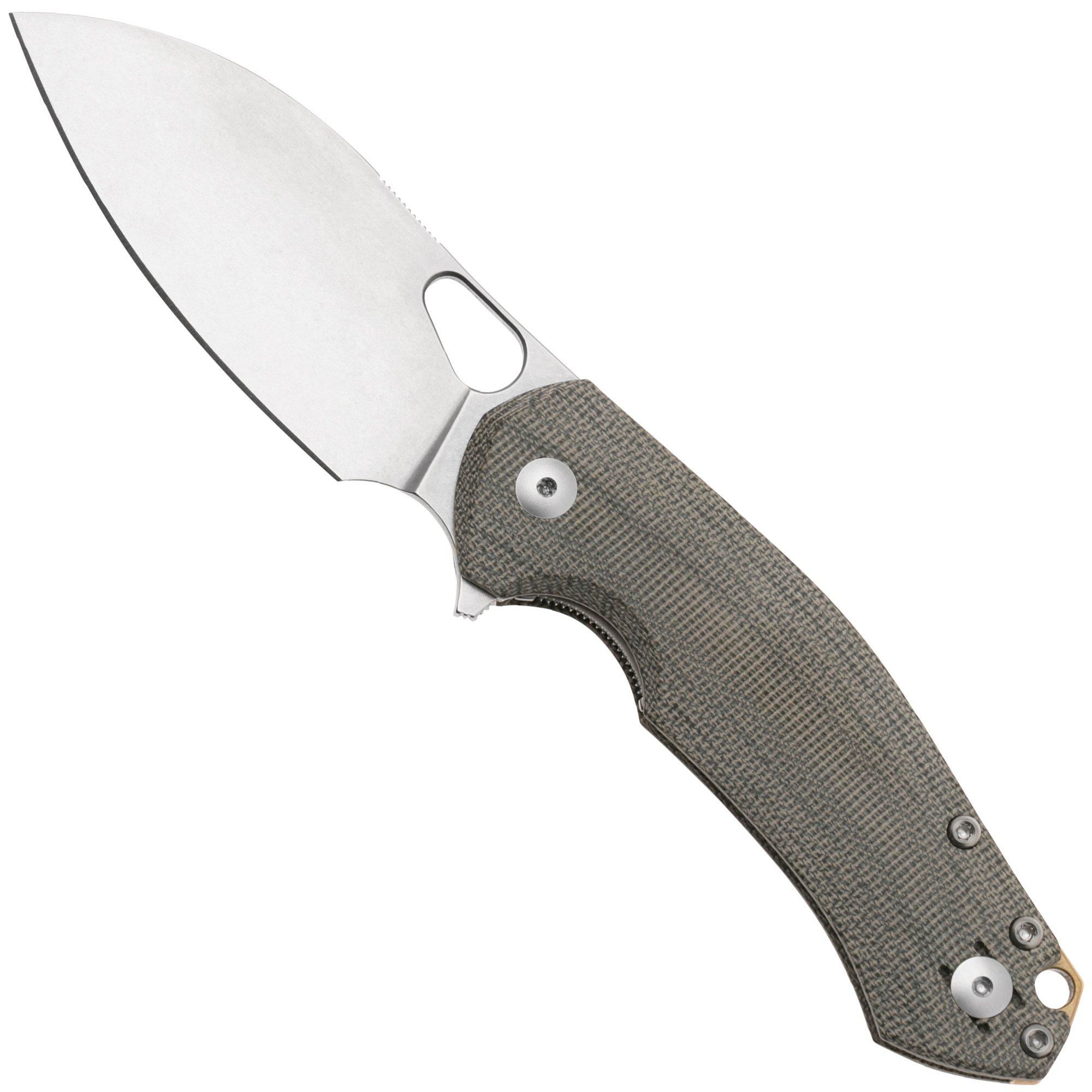GiantMouse ACE Biblio XL Elmax, Green Canvas Micarta, pocket knife, Ansø and Voxnaes design